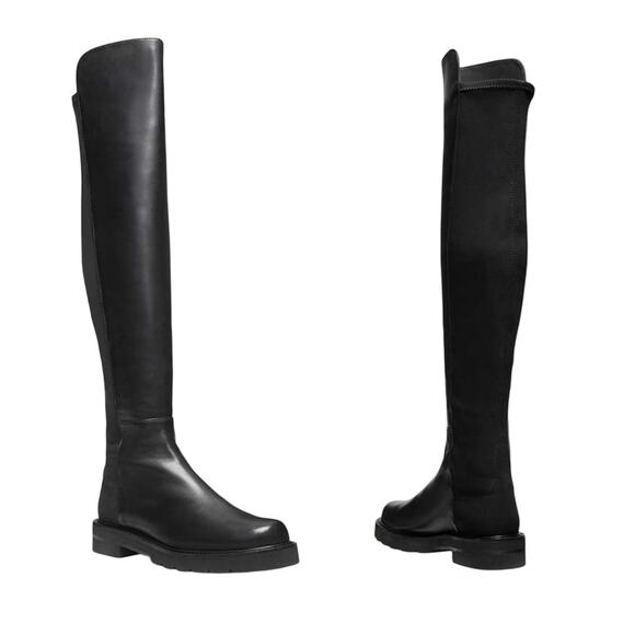 Stuart Weitzman Black 5050 Lift Over The Knee Boot Size 7.5 Leather Platform New - Picture 2 of 15